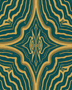 Teal and Gold Art Deco Pattern Rug