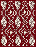 Elegant Cream Burgundy Filigree Pattern Rug
