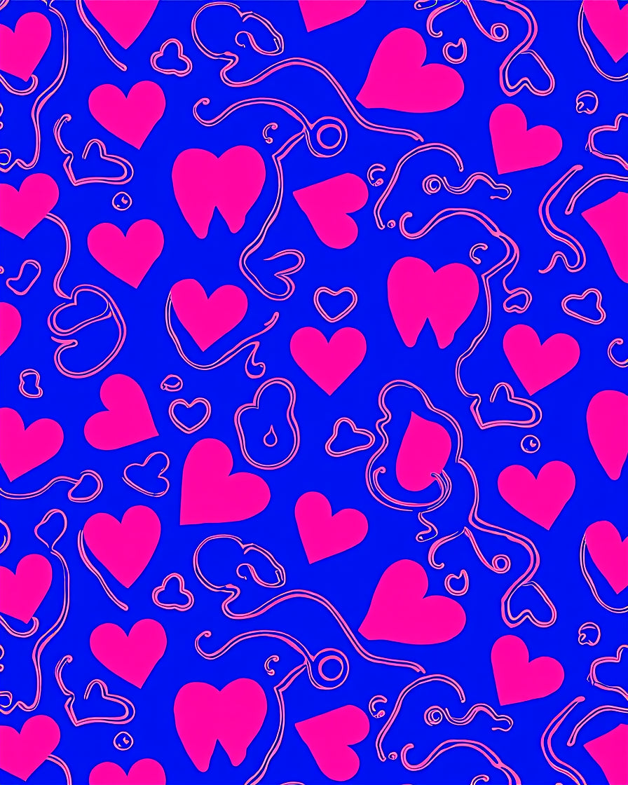 Bold Pink Heart Abstract Design Rug