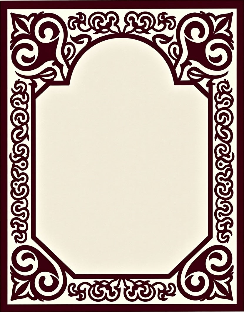Ornate Border With Scrollwork Accents Rug