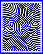 Bold Blue Black Abstract Waves Rug