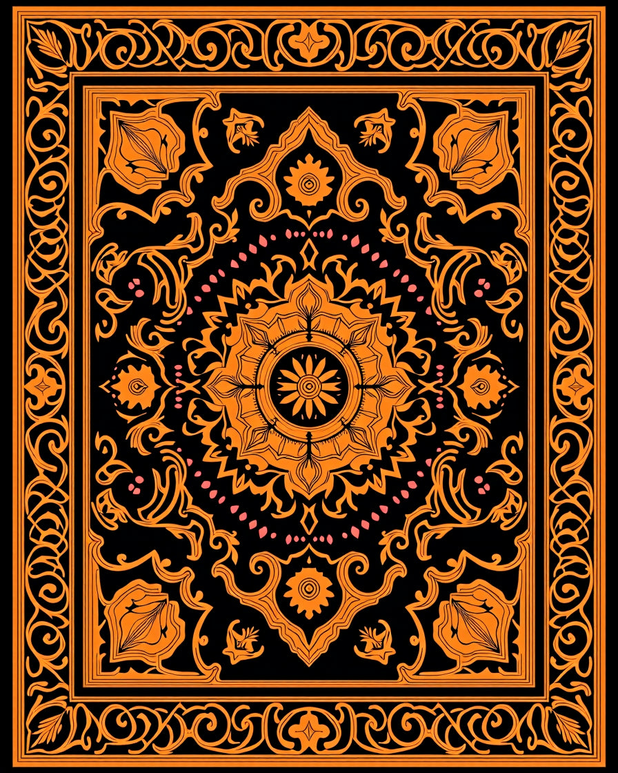 Mandala Inspired Intricate Orange Design Rug