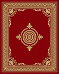 Ornate Red Gold Floral Centerpiece Rug