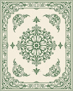 Green Floral Mandala Garden Style Rug