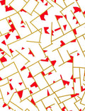 Gold Red Geometric Overlay Design Rug