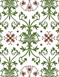 Green Red Floral Vintage Damask Pattern Rug