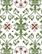 Green Red Floral Vintage Damask Pattern Rug