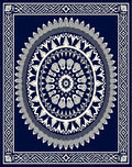 Naval And Cream Mandala Pattern Rug