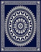 Naval And Cream Mandala Pattern Rug