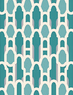 Geometric Arch Pattern Teal Rug