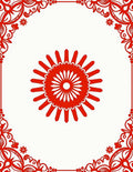 Ornate Red Floral Sunburst Design Rug