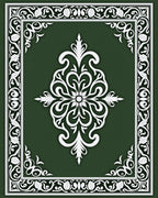 Green Floral Scrollwork Classic Design Rug