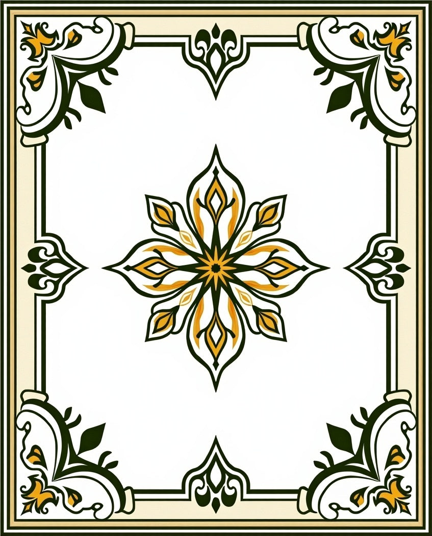 Ornate Floral Bordered Medallion Rug