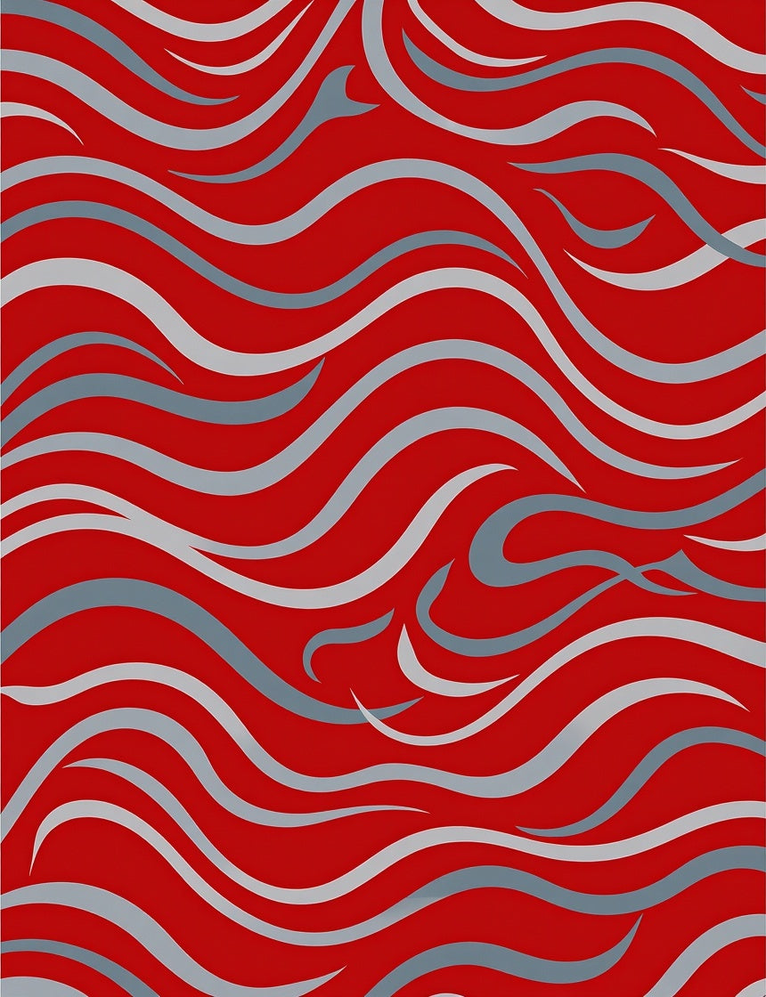 Red Blue Wave Pattern Rug