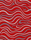 Red Blue Wave Pattern Rug