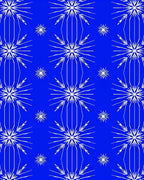 Bright Blue White Starburst Arrangement Rug