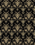 Gold and Black Damask Pattern Rug