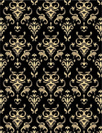 Gold and Black Damask Pattern Rug