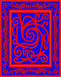 Bold Red Swirl Abstract Blue Design Rug