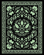 Elegant Light Green Floral Botanical Design Rug
