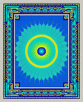 Vibrant Sunburst And Border Design Rug