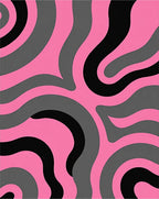 Retro Swirls Pink Grey Black Pattern Rug