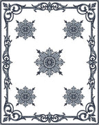 Ornate Floral Medallion Border Design Rug