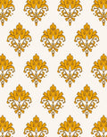 Golden Ornate Baroque Floral Pattern Rug