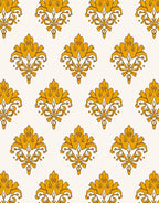 Golden Ornate Baroque Floral Pattern Rug