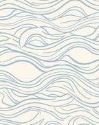 Blue Wave Pattern Cream Rug