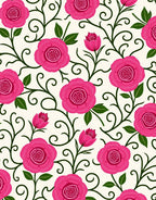 Vibrant Pink Floral Vine Pattern Rug