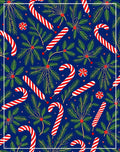Blue Candy Cane Pine Sprig Toss Rug