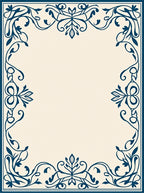 Damask Floral Scroll Border Design Rug