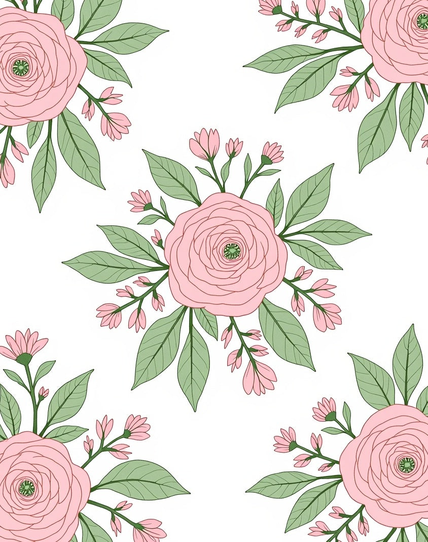 Delicate Pink Floral Pattern Rug