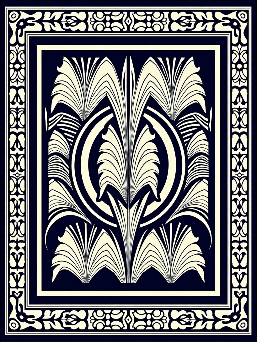 Art Deco Style Floral Pattern Rug