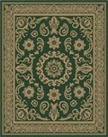 Green Gold Floral Medallion Rug