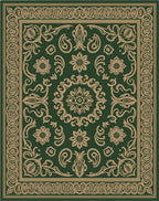 Green Gold Floral Medallion Rug