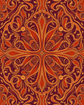 Intricate Floral Vines Red Orange Rug