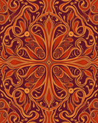 Intricate Floral Vines Red Orange Rug