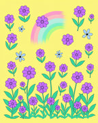 Groovy Flower Garden With Rainbow Rug