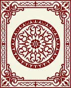 Classic Red Floral Medallion Frame Design Rug