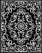Elegant Black White Damask Pattern Rug