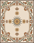 Ornate Floral Sunburst Frame Design Rug