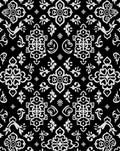 Intricate Black White Ornamental Tile Rug