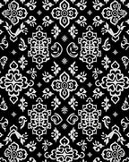 Intricate Black White Ornamental Tile Rug