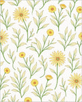 Yellow Daisy Floral Botanical Pattern Rug