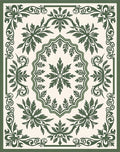 Ornate Green Leaf Scroll Medallion Rug