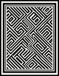 Bold Black White Maze Pattern Rug