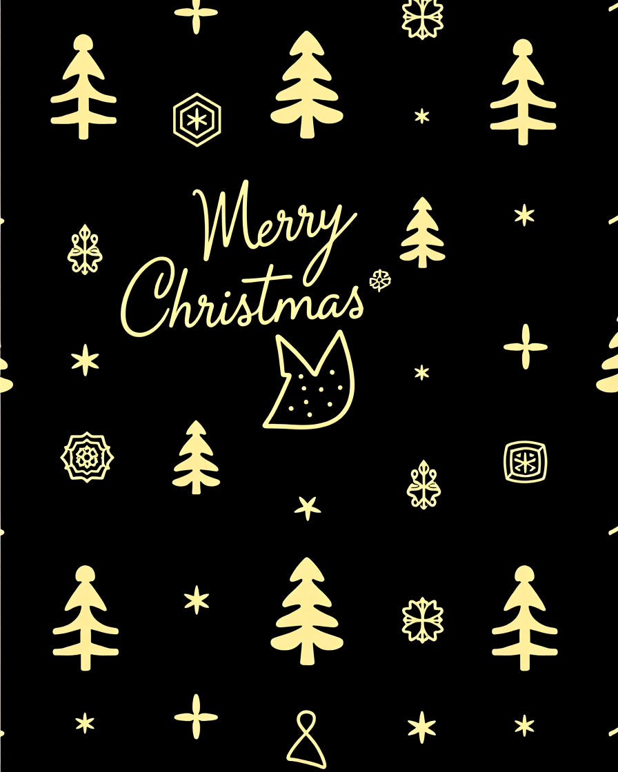 Festive Gold Christmas Trees Snowflakes Accents Rug
