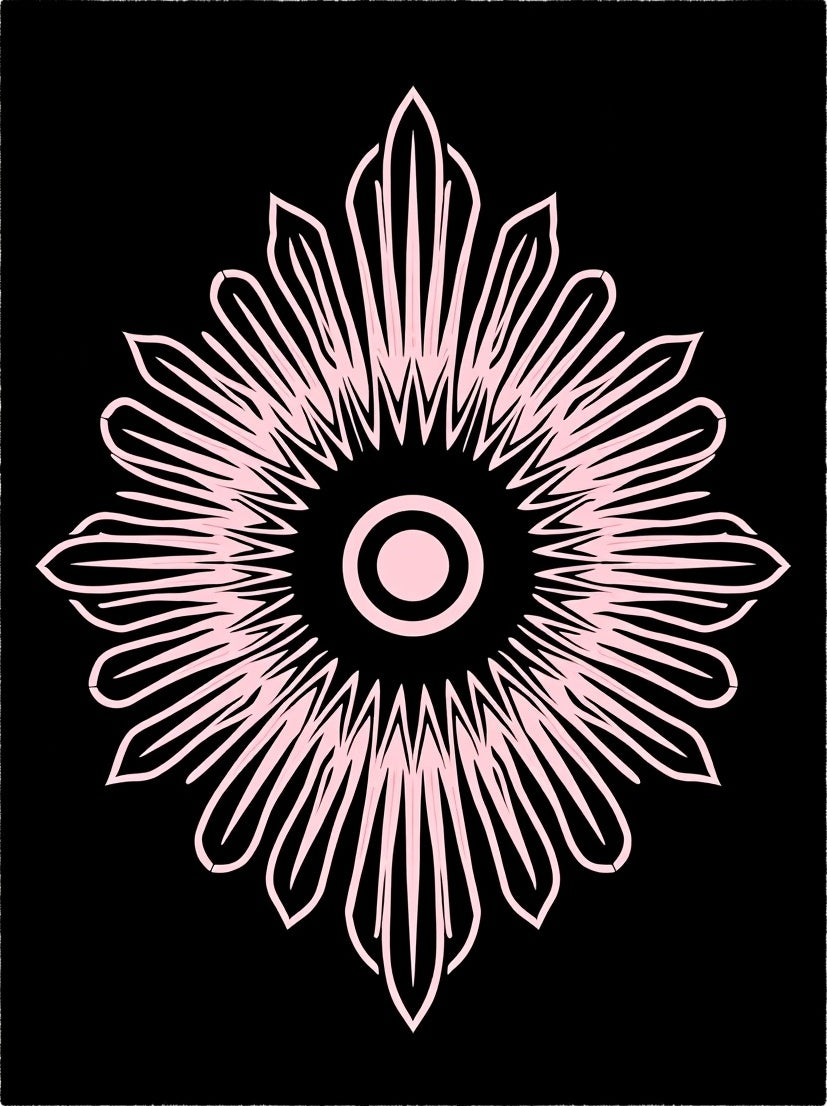 Geometric Petal Sunburst Pattern Rug